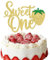 1 Stück Erdbeere Sweet One Geburtstag Tortendeko, Glitzer Strawberry Kuchen Deko Sommer Früchte Cake Topper für Baby Dusche 1. Geburtstag Party Gold