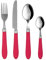 Generico 1 24-teiliges Besteckeset 18/0 glatt magentarot, Edelstahl ABS-Kunststoff