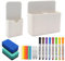 SHENSAIGO Whiteboard Zubehör, 2 Größe Magnetischer Stiftehalter, 8 Abwischbar Whiteboard Marker, 2 Whiteboard Schwamm Magnetisch, Weiß Stifthalter Magnetisch für Zuhause Büro Schule