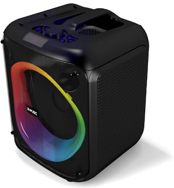 R-MUSIC – Party Boost S – Enceinte High Power – Bluetooth 5.3, Réglage des Graves et des aigus, Mode karaoké, Microphone Filaire, 10h d’autonomie