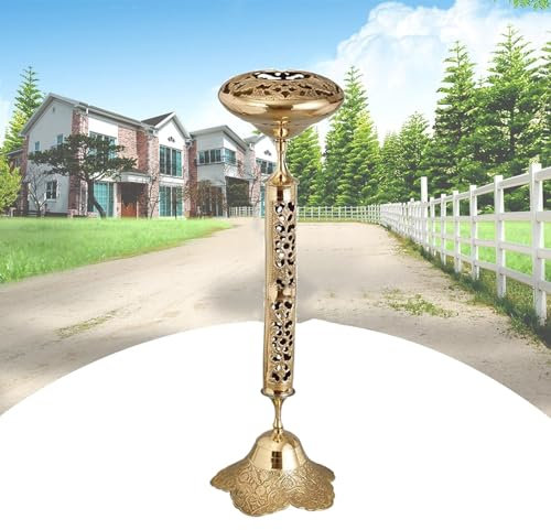 Standaschenbecher für den Außenbereich, bodenstehend, vertikal, reines Kupfer, Zigarettenstummelsäule, antikes Messing, handgefertigt, Ornamente, Terrasse, Zigarettenständer, Aschenbecher