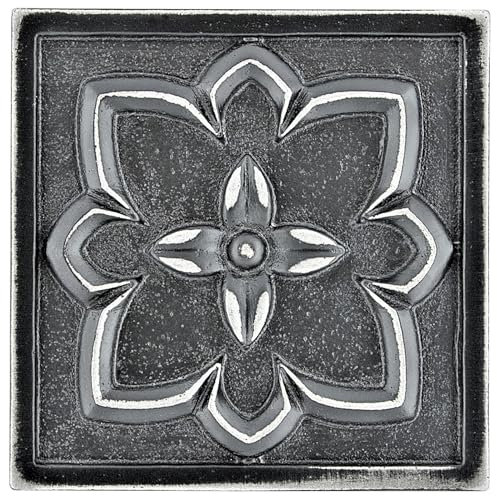 (4 Fliesen) Krone handgefertigt Metall Eisen schwarz 9,5 cm x 9,5 cm Dekorative Fliese
