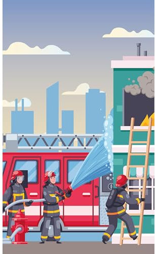 Polymedia Feuerwehr Kindertapete 150 x 250 cm, Vliestapete für Kinderzimmer, Einfaches Anbringen & Entfernen, Umweltfreundlich, Atmungsaktiv & Waschbar, Bunte Designs für Jungen & Mädchen