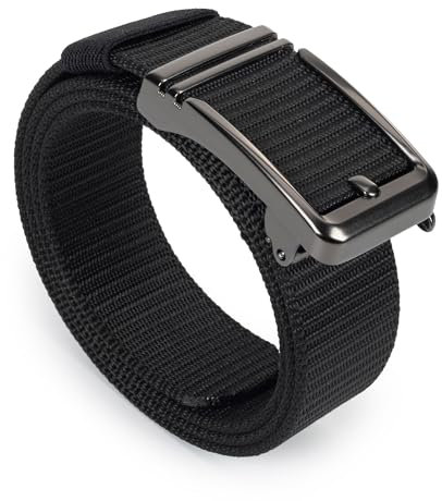 INOGIH Herren Taktischer Webgürtel Outdoor-Arbeitsgürtel Jagd-Wandern Gürtel Nylon Stoffgürtel mit Metallschnalle, Schwarz , for 34-38 waist