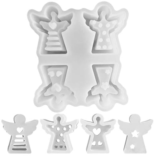 Engel Silikonformen Gießformen Weihnachten, 4 Stück Silikonform Weihnachten Mini Silikonform Engel Gips Zum Gießen Gießformen Silikon Gießform Engel Giessformen Silikon Gießform Weihnachten