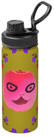 18OZ Funny Face Peach Sports Insulated Kettle, Stainless Steel Vacuum Insulated Water Bottle, Suitable for Outdoor Sports Camping Gym