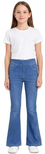 A2Z 4 Kids Girls Stretch Denim Bell Bottom - Jeans JN36 Mid Blue._9-10.