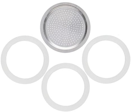 Dichtungsringe,3 Pcs Dichtung 6 Tassen,Mit 1pc Aluminium-Siebeinsatz,Dichtungsring Espressokocher 6 Tassen, Espressokocher Dichtung,Für Kaffeekannen,Ersatzdichtung Für Espressokocher