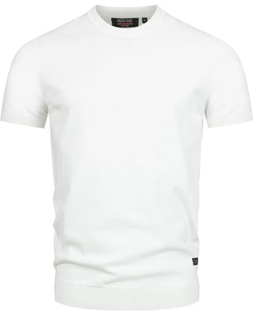 Indicode Herren INVasko T-Shirt Sommershirt Feinstrick mit Rippstricksaum | Klassisches T-Shirt mit Rippstricksaum und weicher Qualität, Herrenshirt, Basic Shirt, Freizeitshirt, Sommershirt für Männer