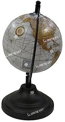 Samyuktha Politischer Globus (12,7 cm), unzerbrechlicher Metallbogen und Sockel (Ruff Off White)