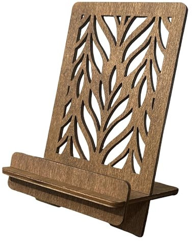 Générique Portacellulare portatile Stand, Wooden Brown, Stylish Smartphone Mount, Desk Organizer Rack for Tablets, Home, Bedroom, Uffici, Home Decoration