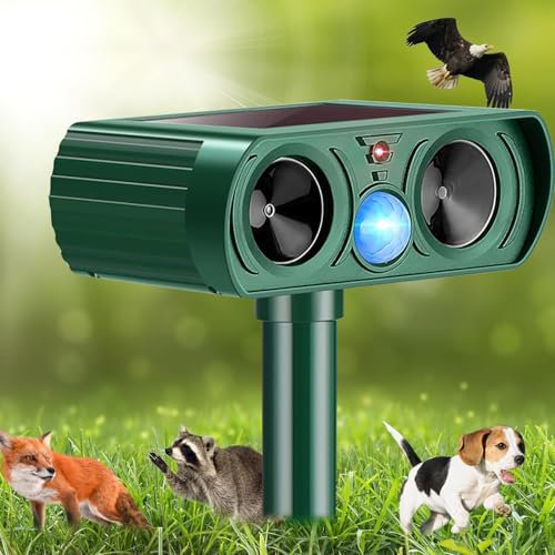 Cat Repellent for Gardens, Ultrasonic Cat Scarers with PIR Motion Sensor, Solar Cat Deterrents for Garden Yard Waterproof Wild Animal Repellent for Cat, Fox, Squirrel, Dog