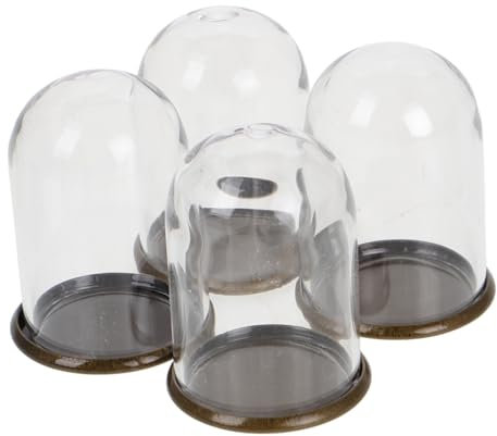 CHICAMPERA 4pièces Cloche Verre Transparent avec Base pour Exposition De Fleurs Préservées Et Décorations De Maison De Poupée Verre pour Microlandscape Et Vitrine Décorative