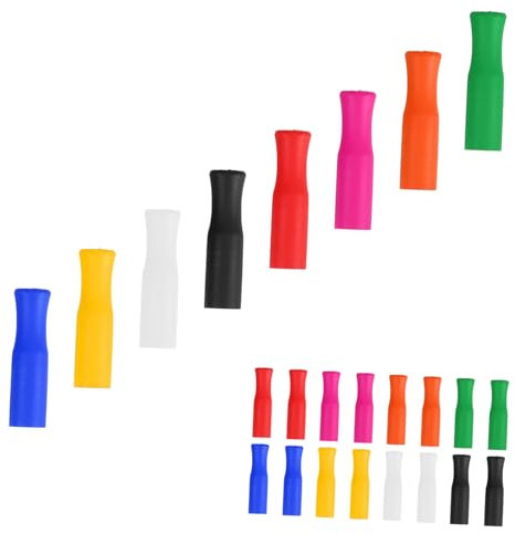 Vaguelly 32stücke Silikonstrohhalme Abdeckungen Silikon Strohhalm Hülse Dekorationen Strohhalm-abdeckung -strohhalm-
