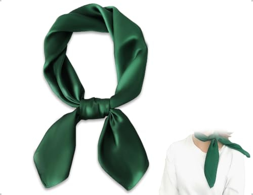 AOYEGIC Damen Seidentuch,Quadratischer Bandana,Leicht Eleganter Seidenschal,Halstuch,Vintage Bandschal,Kostüm Zubehör,verwendet für Mädchen Reisen Tägliche Freizeit(Grün,70 * 70 cm)