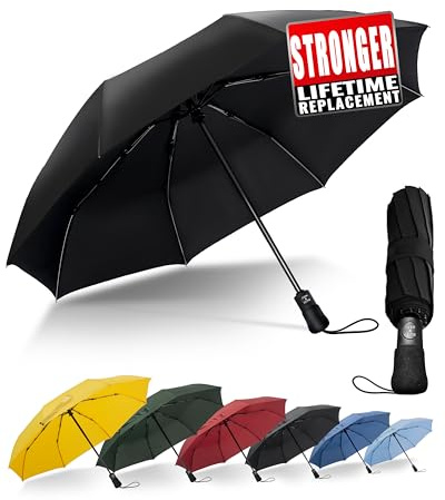 Chakipee Kompakter Reise Regenschirm Groß Sturmfest – Automatik Taschenschirm für Herren und Damen