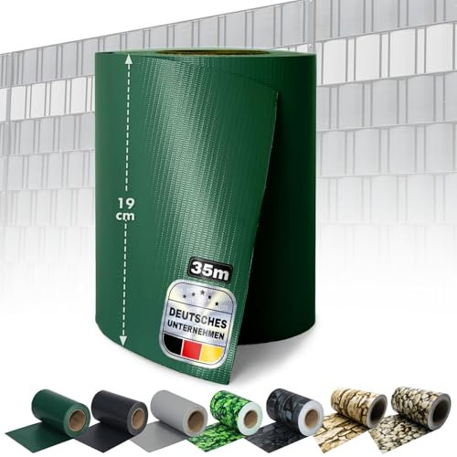 KARAT Sichtschutzstreifen PVC | Sichtschutzfolie Gartenzaun oder Balkon | inkl. 20 Befestigungsclips | für Einzel- und Doppelstabmatten geeignet | 19 cm x 35 m | Grün