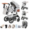 Zkiprm Kinderwagen 3 in 1, Reisesystem mit Autositz, Buggy mit verstellbaren Armlehnen, Kombikinderwagen mit Regenpolster, Moskitonetz, Aluminiumrahmen, Straßenwagen für 0-4 Jahre, Hellgrau
