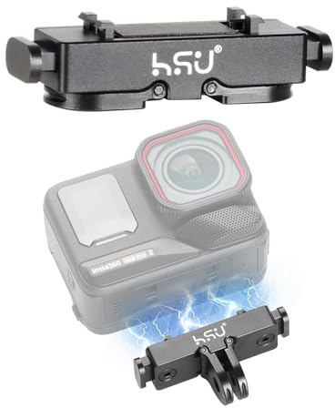 HSU Magnetische Schnellverschluss Halterung für Insta 360 Ace Pro 2/X5 | Schnellverschluss-Halteradapter aus Aluminiumlegierung mit 1/4-20 Gewindebohrung für Stative, Vlogging für Insta 360 X5