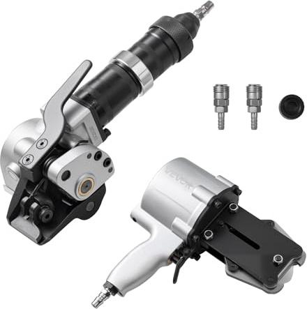 VEVOR Pneumatic Steel Strapping Machine, 8500 N Tension Force, Metal Strapping Tool Tensioner and Cutter Sealer for 19 mm Width Metal Belt, Heavy Duty Split Type Baler for High Tensile Packaging