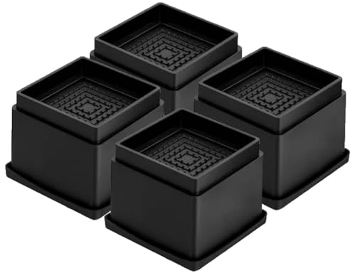 LYCXAMES Lot de 4 Rehausseurs de Meubles Réglables pour lit 5 cm Empilables pour Pieds de Table, Rehausseur Pieds de lit, Rehausseur Antidéapants Pied Canape