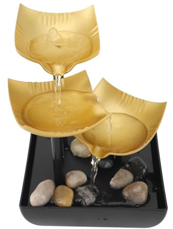 Tischbrunnen mit LED-Licht und Kieselsteinen, Kleiner Meditations-Wasserfallbrunnen für Schreibtisch, Büro, Zuhause und Schlafzimmer, USB-betriebene, entspannende Klangverzierung