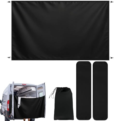 Rideaux de douche pour camping-car porte arrière - Tissu imperméable ajustable grand format avec corde magnétique,Accessoire pour Fourgon Aménagé | Pour randonnée, trekking, maison, vacances à la mont
