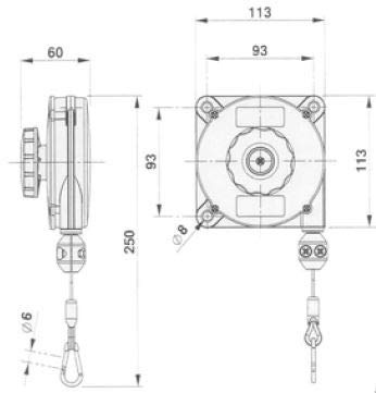 ELMAG Federzug-Balancer EPS 631 1-2 kg / 1,6m AL