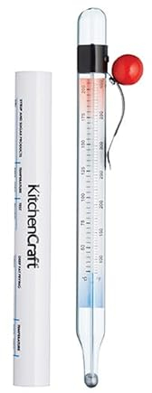 KitchenCraft - Thermomètre Confiseur en Verre, pour Sucre / Confitures / Fritures, Capacité 205°C