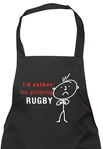 60 Second Makeover Limited Men's I'd Rather Be Playing Rugby Apron Black Novelty