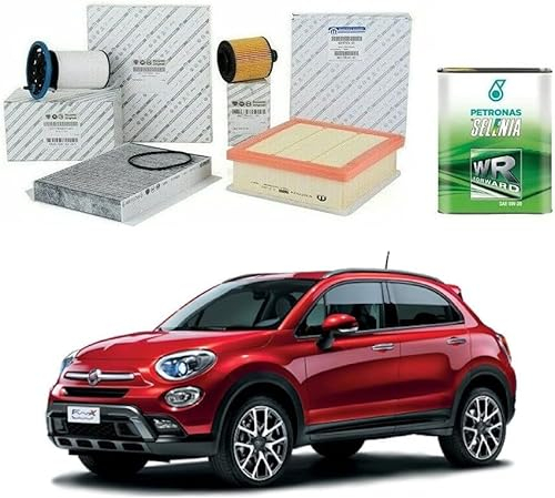Kit Tagliando Filtri + 5 Litri Olio compatibile con 500X Renegade 1.6 2.0 Multijet 120 Hp oe 71754237-77366607, 51977574-52063810