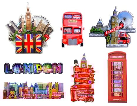 Set of 8 London Skyline Design Wooden & Plastic Fridge Magnets (Shoponica)
