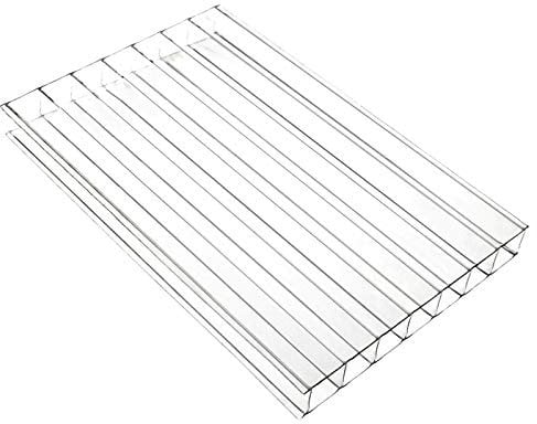 Clear, 1.5 x 4m (Width x Length) 10mm Multiwall Polycarbonate Sheets Poly Plastic Roof Panel for Lean-to Canopy Conservatory