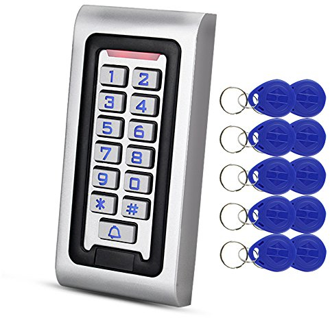 HFeng Standalone IP68 impermeabile RFID Access Control Tastiera Lettore di schede in metallo + 10pcs 125KHz prossimità portachiavi WG26 2000 utenti per casa/ufficio