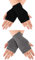 Blulu Fingerless Warm Gloves with Thumb Hole Cozy Half Fingerless Driving Gloves Knit Mittens for Men, Women (Black, Grey, 2 Pairs)