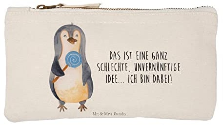 Mr. & Mrs. Panda Pouch Pinguin Lolli Größe S Klein - Geschenk, Süßigkeiten, Spruch, Unvernünftig, Federmappe, Mäppchen, kosmetiktäschchen, Federtasche, Schlampermäppchen