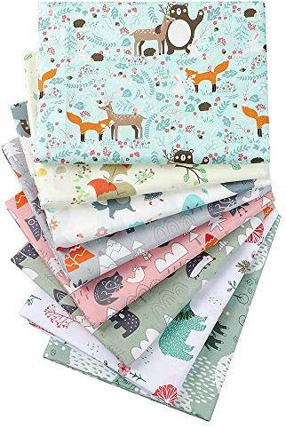 YYSZ Baumwollstoff Patchwork Stoffe, 8 Stück DIY Baumwoll Cartoons Gedruckt Craft Stoffe, Patchwork für das Nähen DIY Handwerk, 56cm x 46cm