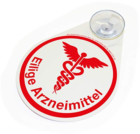 BOI DOKUTECH Hinweisschild Eilige Arzneimittel mit Saugnapf