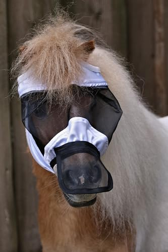 Fliegenmaske Lissy + - Fliegenhaube Minishetty Shetty große Augenfreiheit + Dehngummi Schopf Schopfaussparung (Shetty, Grau/Schwarz) (Minishetty, Silbergrau/Schwarz)