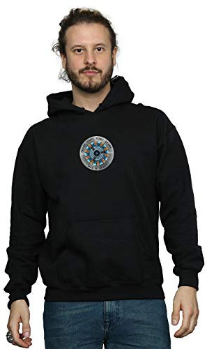 Marvel Men's Avengers Endgame Tony Stark Heart Hoodie Black XXXX-Large