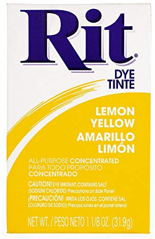 Craft County Tinte en polvo concentrado multiusos “ El paquete muestra el color aproximado en 100% algodón blanco (amarillo limón)