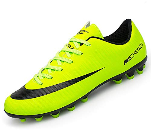 BOTEMAN Mens Football Shoes Breathable Boys Girls Soccer Trainers Cleats Professional Football Boots Unisex Green