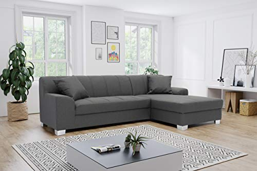 DOMO. collection Ecksofa Capri, Sofa in L-Form mit Schlaffunktion, Couch, Polsterecke, Eckcouch, Schlafsofa 239 x 152 x 75 cm (BxTxH), dunkelgrau