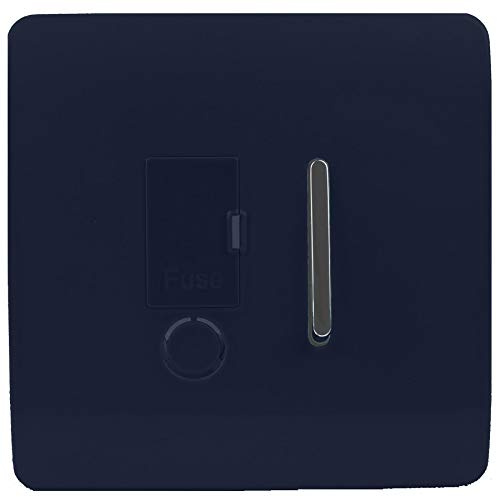 Trendi Switch Screwless Artistic Modern Glossy Tactile 230V Switched 13 A Single Fused Spur Connection Unit w/Flex Outlet Chrome Rocker in Navy Blue - ART-FSNV