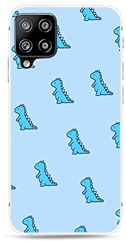 Nodigo Case for Samsung Galaxy A12 Black Silicone Funny Pattern Creative Shockproof TPU Case Anti Shock Transparent Bumper Kawaii Matte Case Cover One Piece Cover – Dinosaur