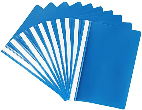 Netuno 10x Schnellhefter A4 Blau Kunststoffmappe mit Klarsichtdeckel | Beschriftungsfeld, Mappe, Ordnung, Büro, Studium, Archiv, Aufbewahrung, Dokumente