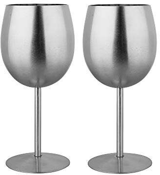 IMEEA 10oz Weingläser Weinkelche SUS304 Gebürstete Edelstahl, Set mit 2 Stück (550ml)
