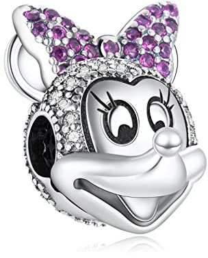 Min Mouse Head Zirconia Pave Clip Charm Pendant für Armbänder Halsketten 925 Sterling Silber Anhänger Perlen Schmuck Geschenk für Frauen