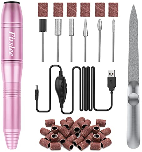 Nagelfräser Elektrische für Gelnägel Acrylnägel, 20000 u/Min USB Nagelfeile Elektrisch Professionell Maniküre Pediküre Set für Zuhause und Salon, Hornhautentferner Elektrisch, Rosa