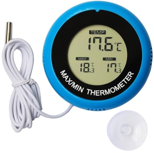 WANGCL LCD Digital Aquarium Thermometer High Precision Digital Fish Tank Thermometer for Aquarium Reptile Habitats (Black)